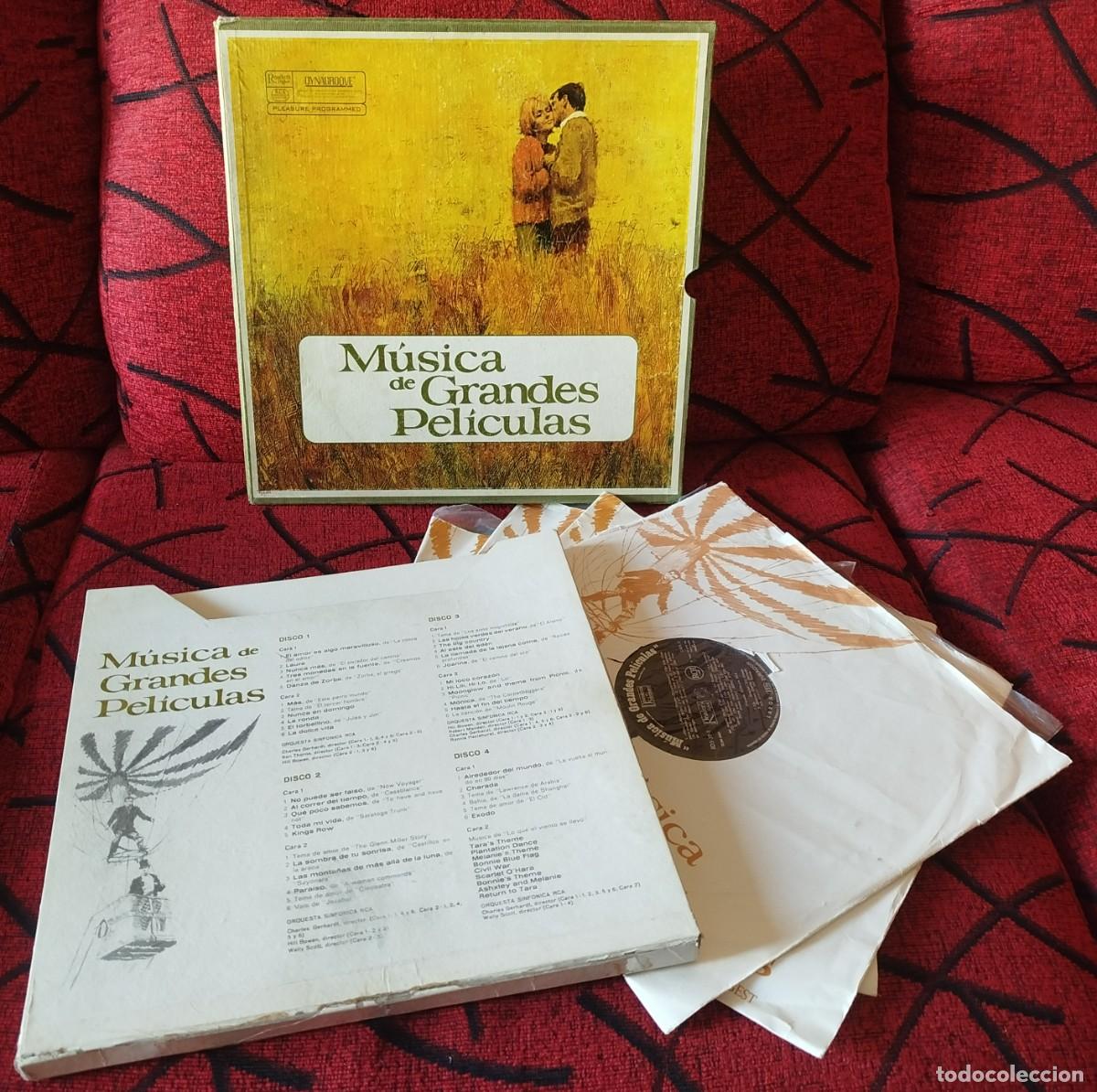 Disques de vinyle: RCA VICTOR SYMPHONY ORCHESTRA **M&uacute;sica de Grandes Pel&iacute;culas** CAJA DE 4 VINILOS LP