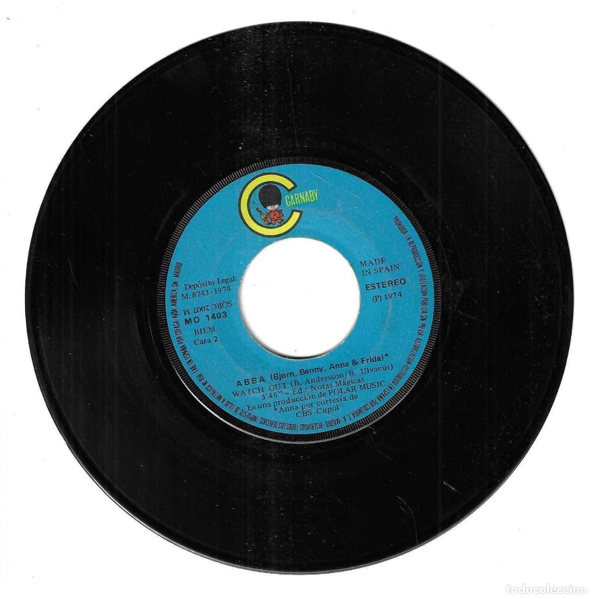 Discos de vinilo: ABBA - WATERLOO / WATCH OUT - CARNABY - 1974 - Foto 3