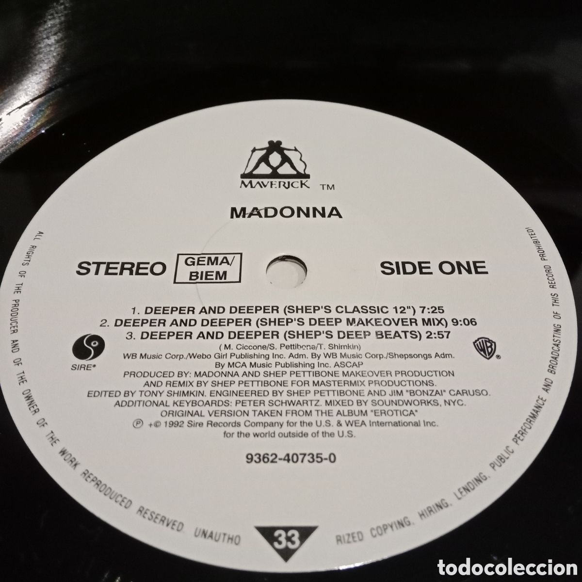 Discos de vinilo: MADONNA - DEEPER AND DEEPER - VINILO 12&rdquo; - Foto 4