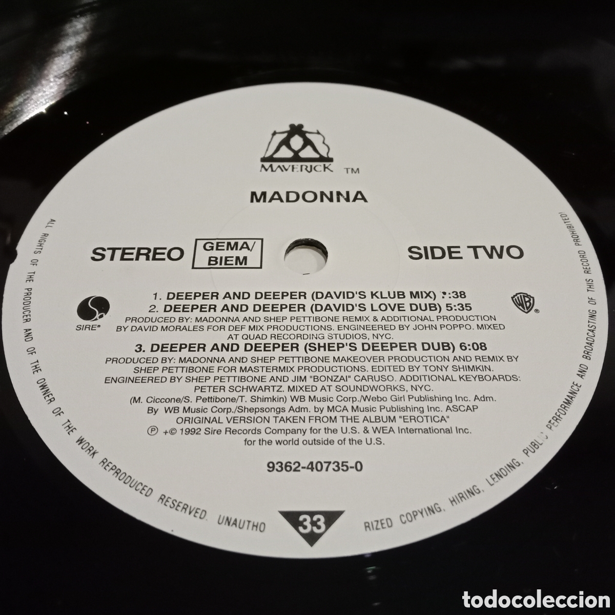 Discos de vinilo: MADONNA - DEEPER AND DEEPER - VINILO 12&rdquo; - Foto 5