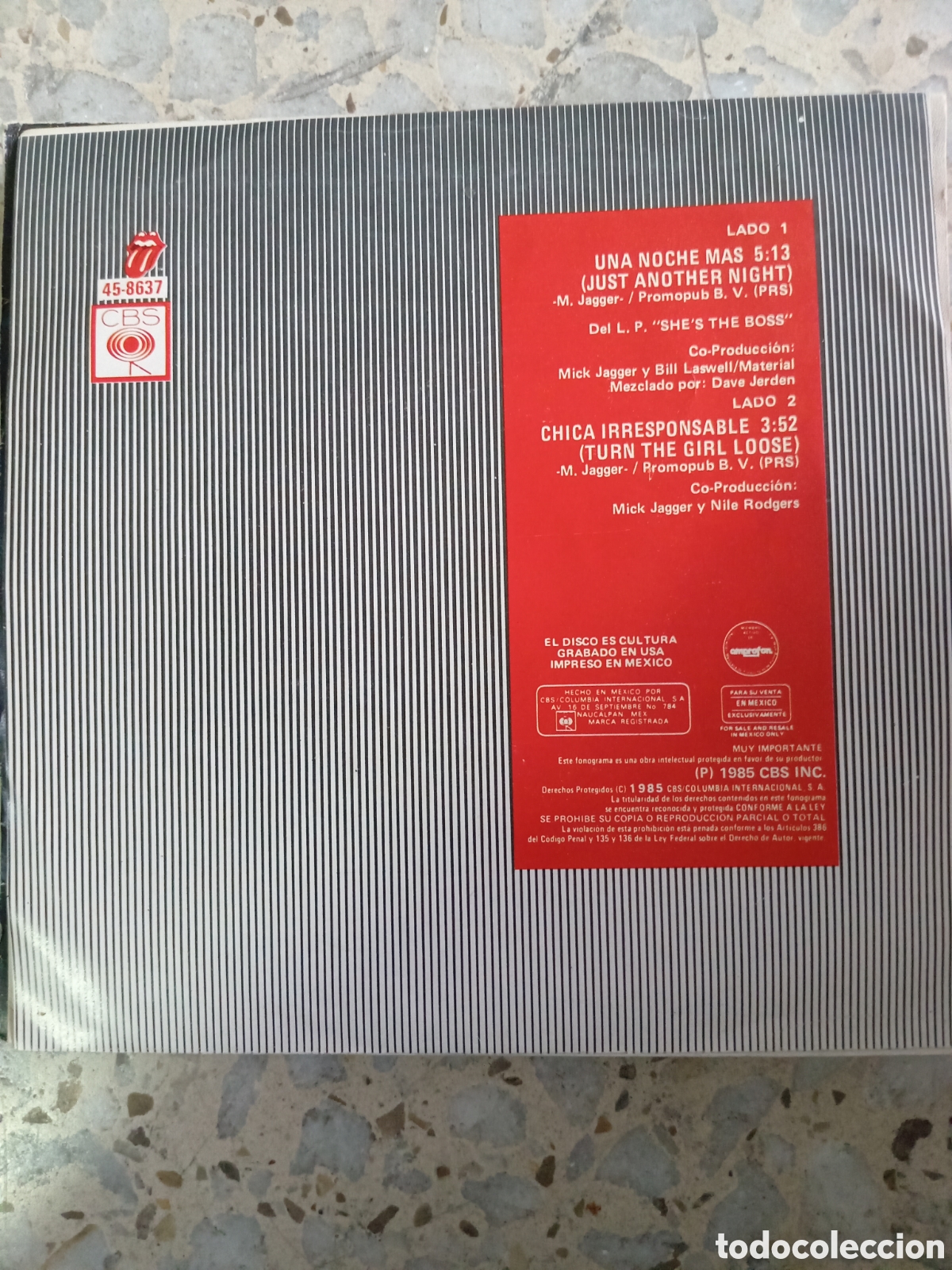 Discos de vinilo: SGL MICK JAGGER JUST ANOTHER NIGHT 1985 MEXICO - Foto 2