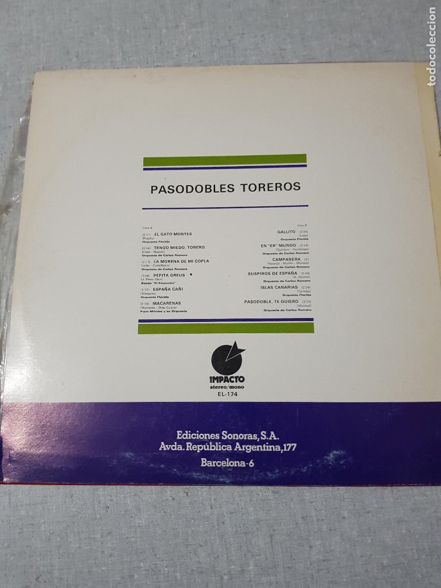 Discos de vinilo: PASODOBLES TOREROS,VARIAS BANDAS - Foto 2