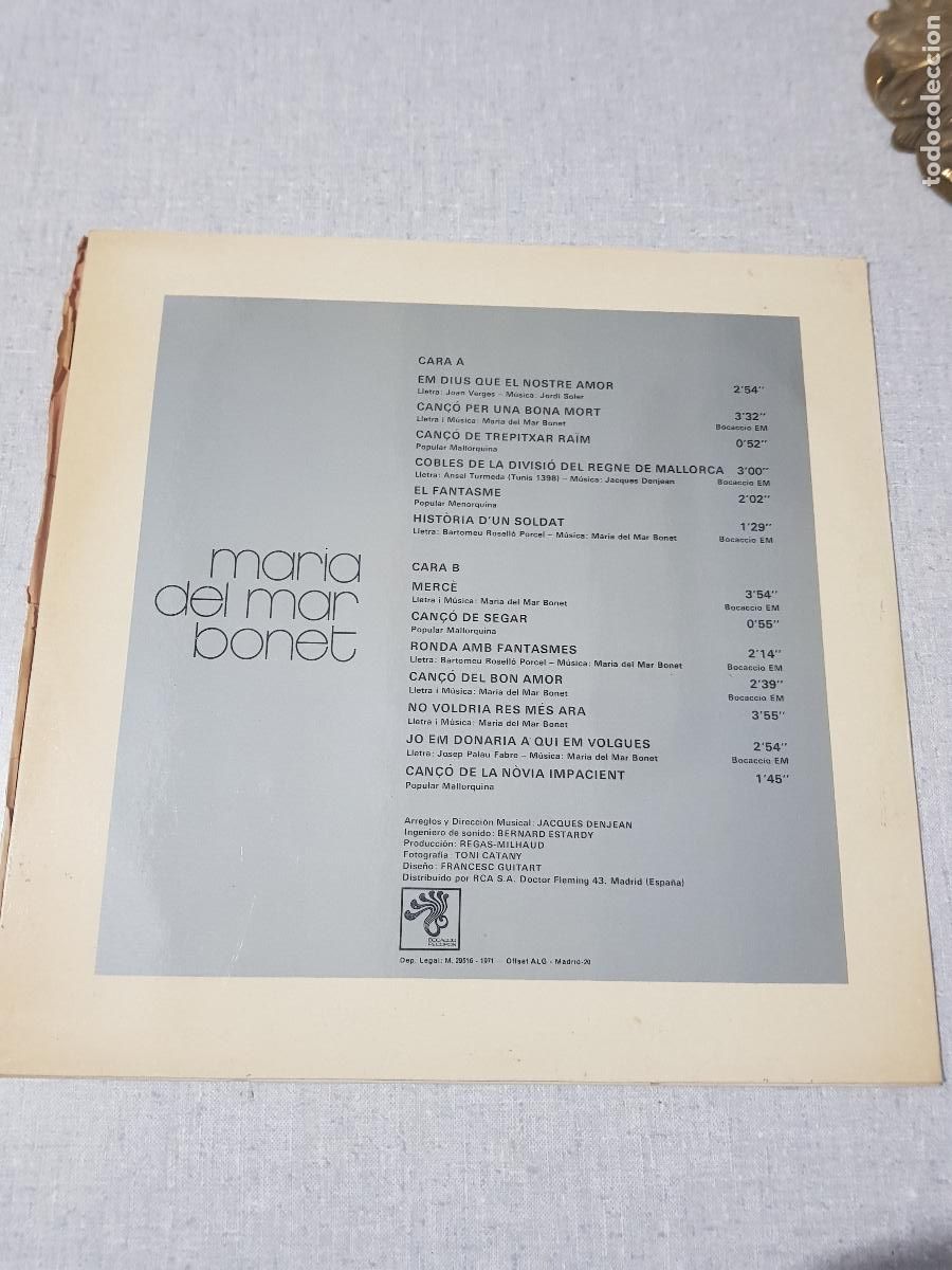 Discos de vinilo: MARIA DEL MAR BONET,CANTANDO EN CATALAN - Foto 2