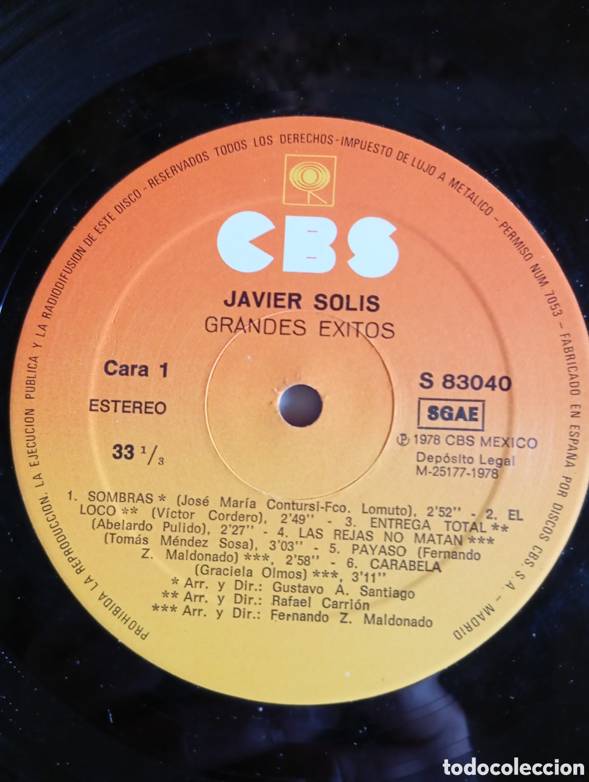 Discos de vinilo: JAVIER SOLIS - GRANDES EXITOS - DISCOS CBS - 1978 - Foto 6