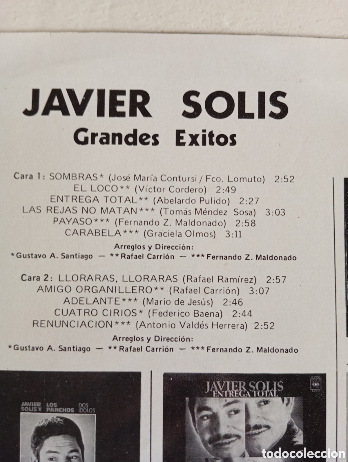 Discos de vinilo: JAVIER SOLIS - GRANDES EXITOS - DISCOS CBS - 1978 - Foto 10