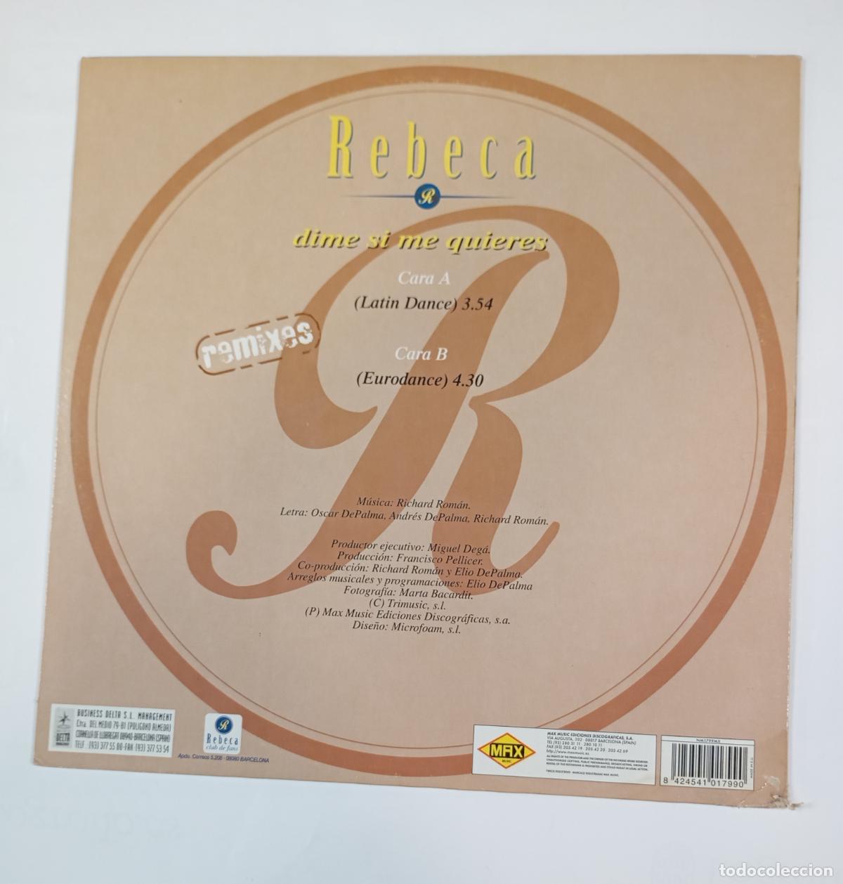 Discos de vinilo: Rebeca &ndash; Dime Si Me Quieres. MAXI-SINGLE. TDKDA54 - Foto 2