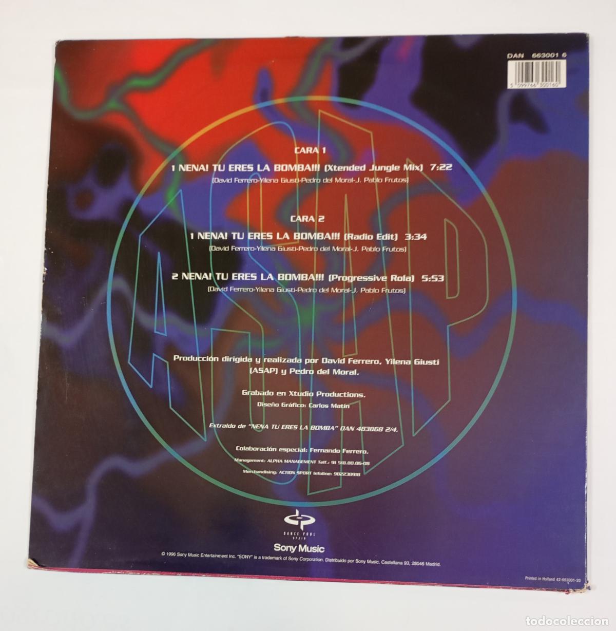 Discos de vinilo: ASAP &ndash; Nena! T&uacute; Eres La Bomba!!!. MAXI-SINGLE. TDKDA54 - Foto 2