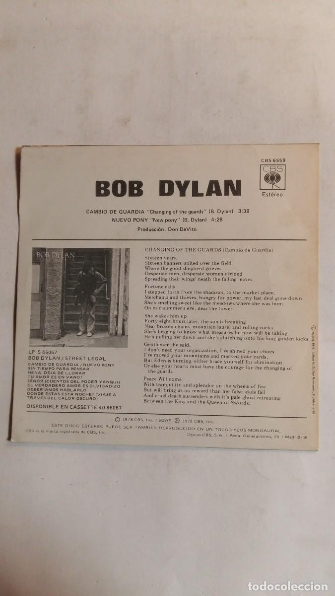 Discos de vinilo: Single, Bob Dylan, Cambio de Guardia, Edita Discos CBS - Foto 2