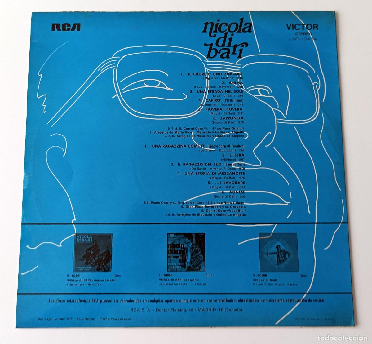 Discos de vinilo: LP NICOLA DI BARI (1973) - Foto 2
