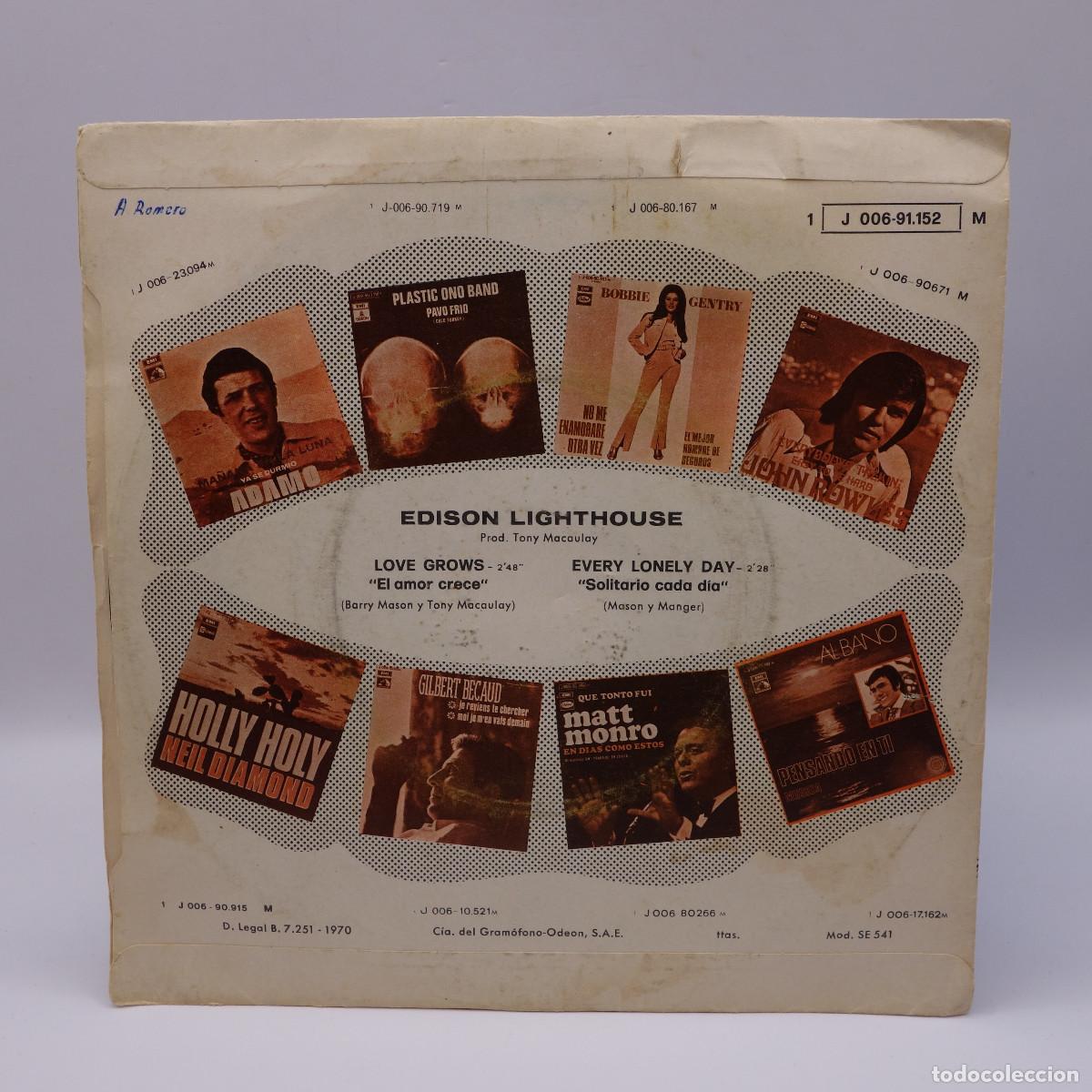 Discos de vinilo: LOVE GROWS - EDISON LIGHTHOUSE - EVERY LONELY DAY - Foto 2