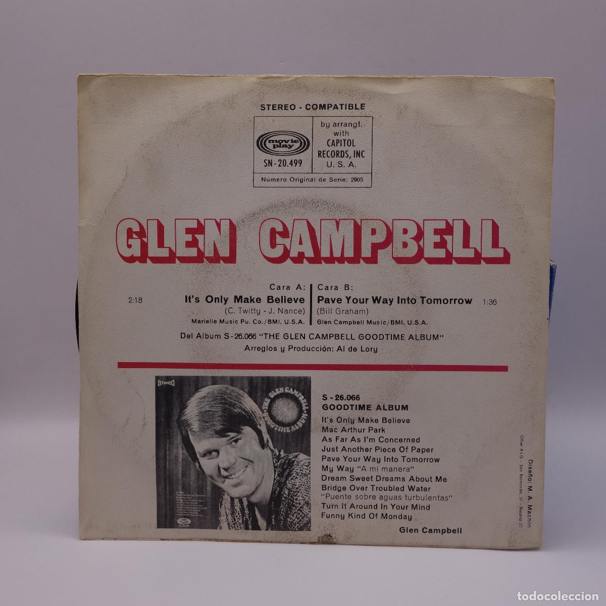 Discos de vinilo: GLEN CAMPBELL - ITS ONLY MAKE BELIEVE - Foto 2