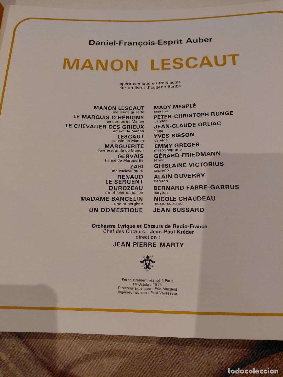 Discos de vinilo: Opera vinilo Manon Lescaut de Auber - Foto 3