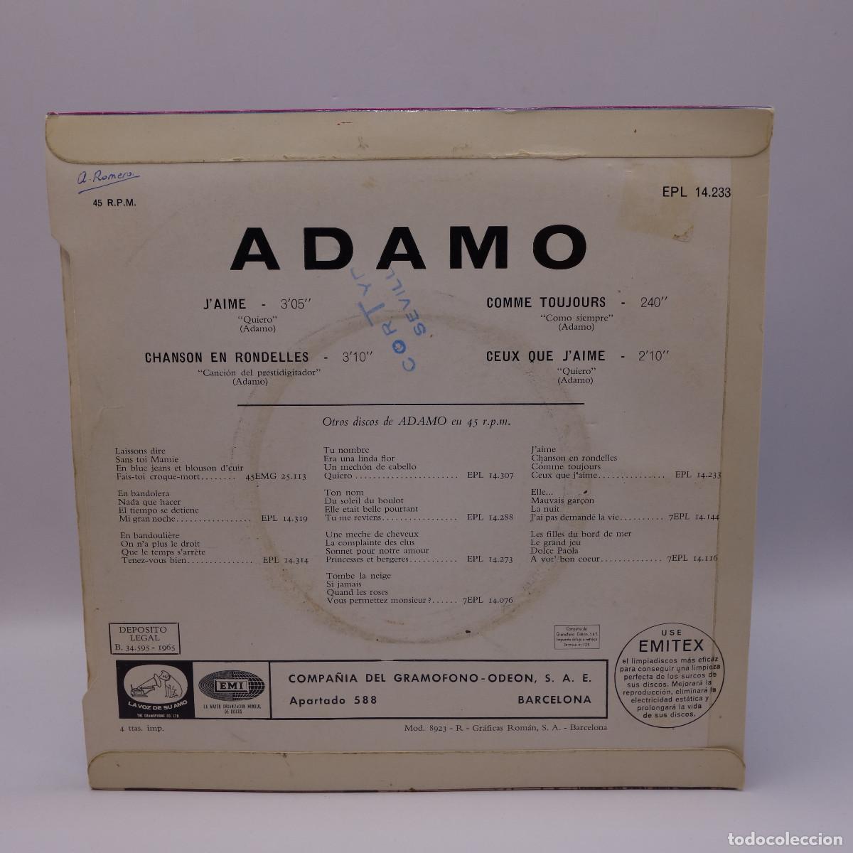 Discos de vinilo: ADAMO - JAIME - CHANSON EN RONDELLES - Foto 2
