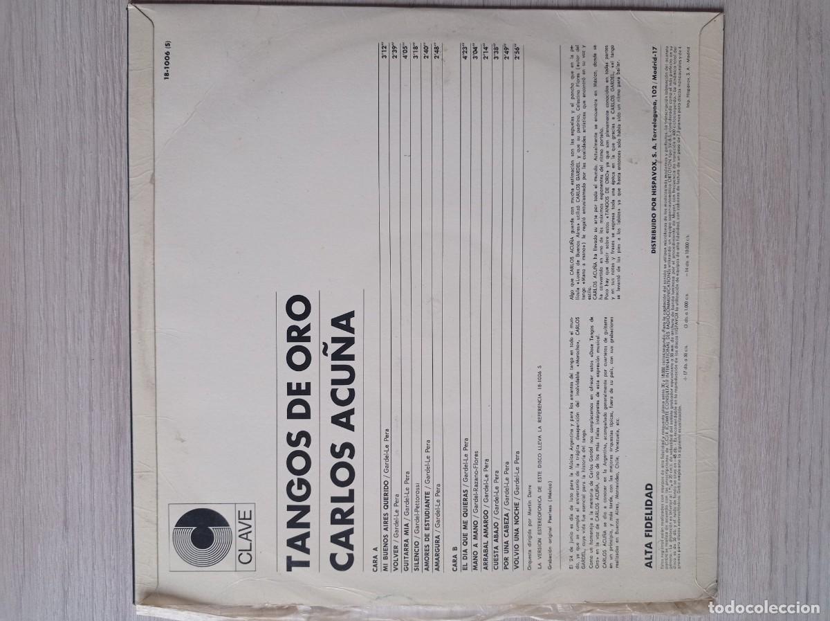 Discos de vinilo: Vinilo Carlos Acu&ntilde;a - Tangos de Oro - Foto 2