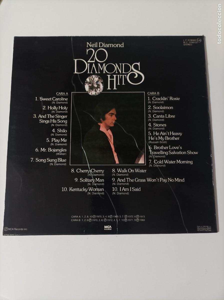 Discos de vinilo: Vinilo Neil Diamond. 20 Diamonds Hits - Foto 2