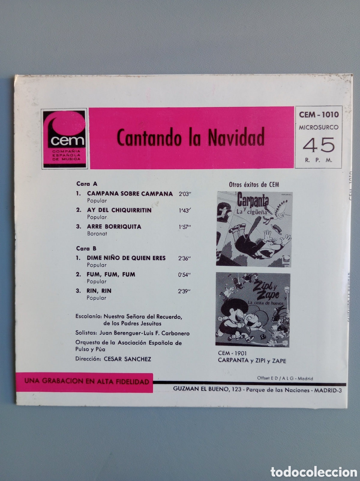 Discos de vinilo: Cantando a la Navidad. Escolan&iacute;a jesuita. EP - Foto 2