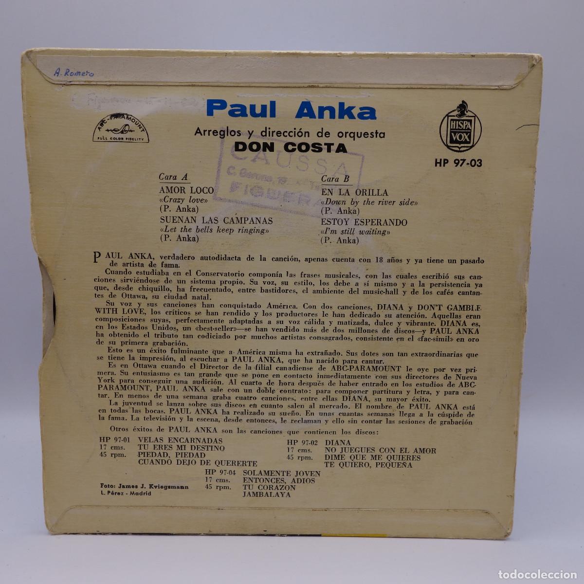 Discos de vinilo: PAUL ANKA - AMOR LOCO - Foto 2