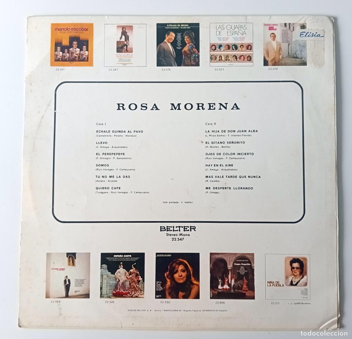 Discos de vinilo: LP ROSA MORENA - &Eacute;CHALE GUINDAS AL PAVO - Foto 2