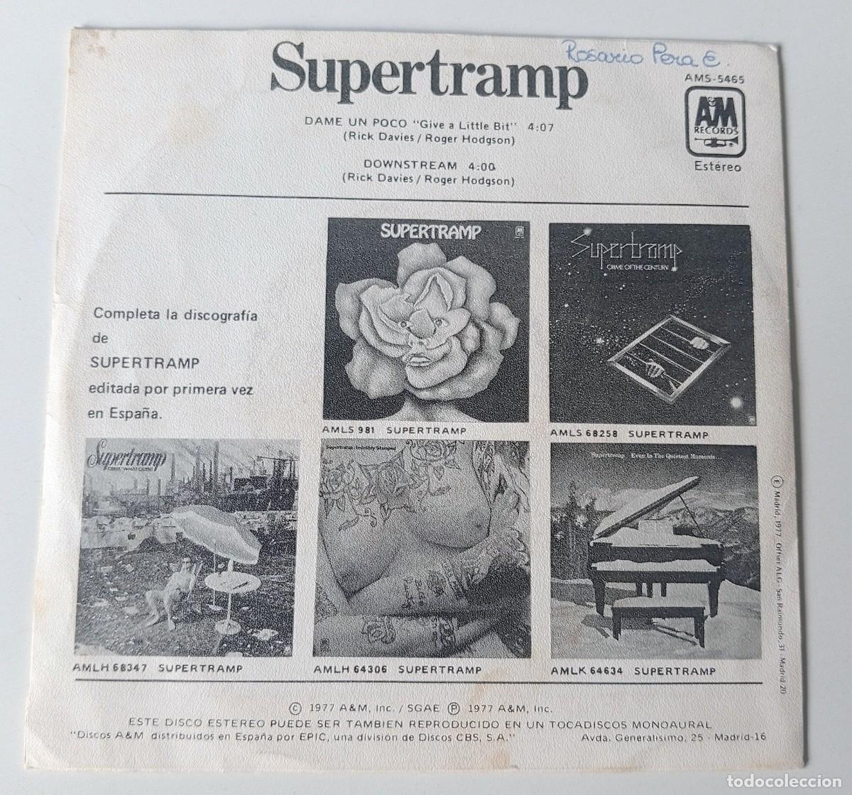 Discos de vinilo: SINGLE SUPERTRAMP - GIVE A LITTLE BIT - Foto 2