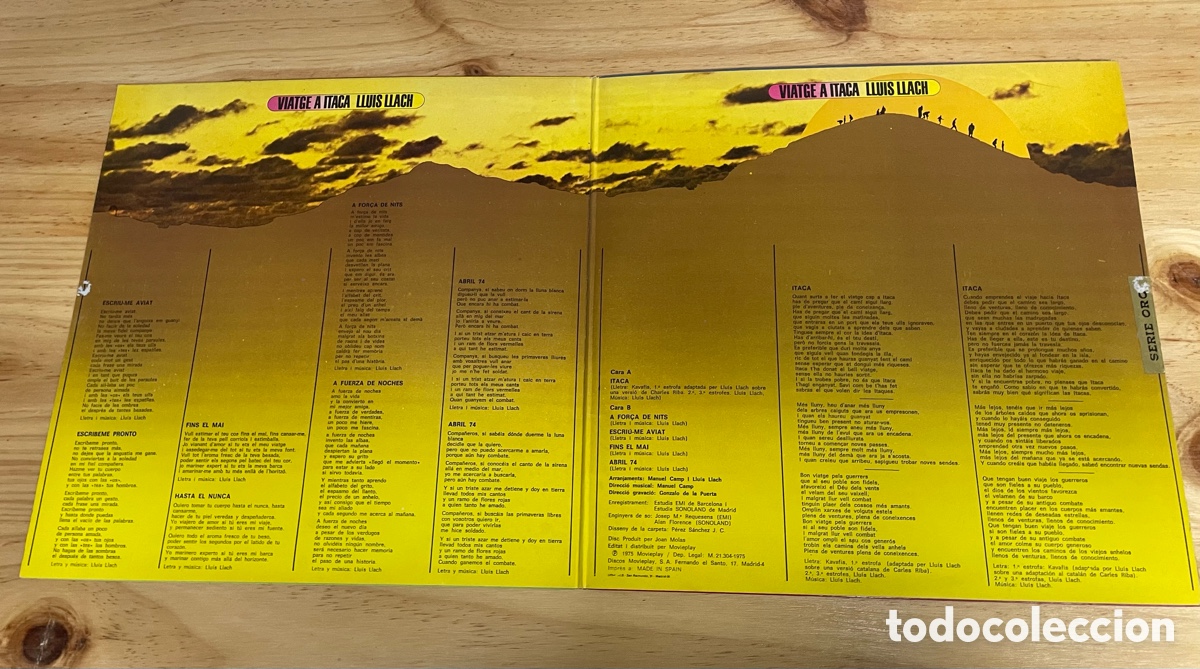 Discos de vinilo: Disco de vinilo. Viatge A Itaca. Lluis Llach 1975 - Foto 3