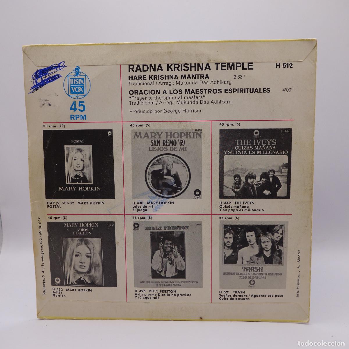 Discos de vinilo: RADNA KRISHNA TEMPLE - HARE KRISHNA MANTRA - Foto 2