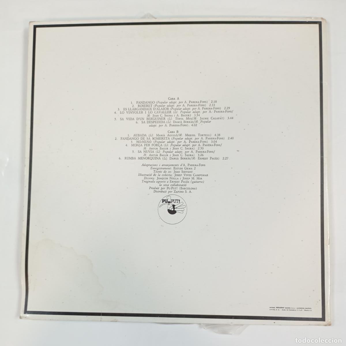 Discos de vinilo: Traginada. Can&ccedil;ons De Menorca. LP. TDKDA74 - Foto 2