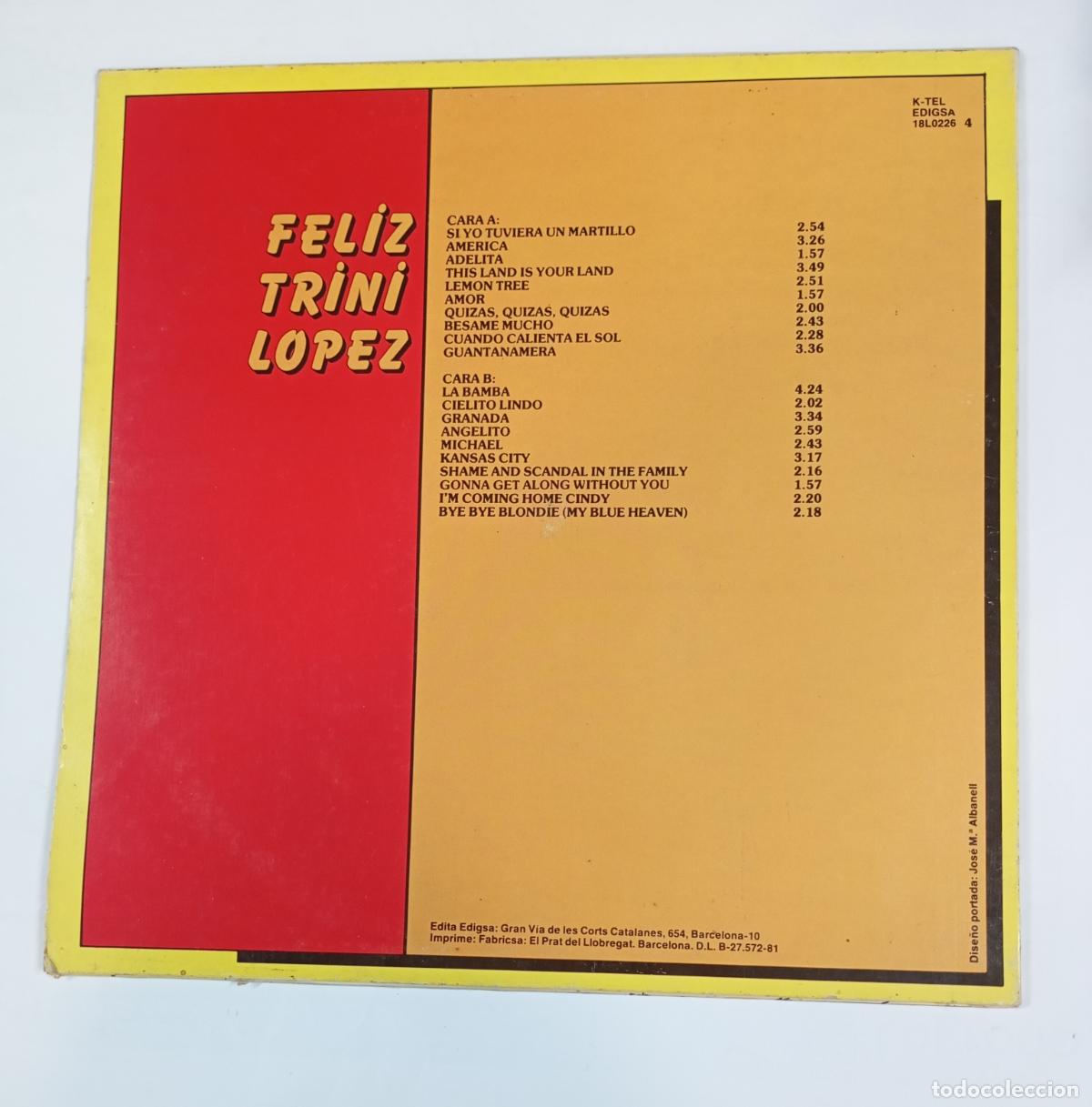 Discos de vinilo: Feliz Trini L&oacute;pez. LP. TDKLP17 - Foto 2