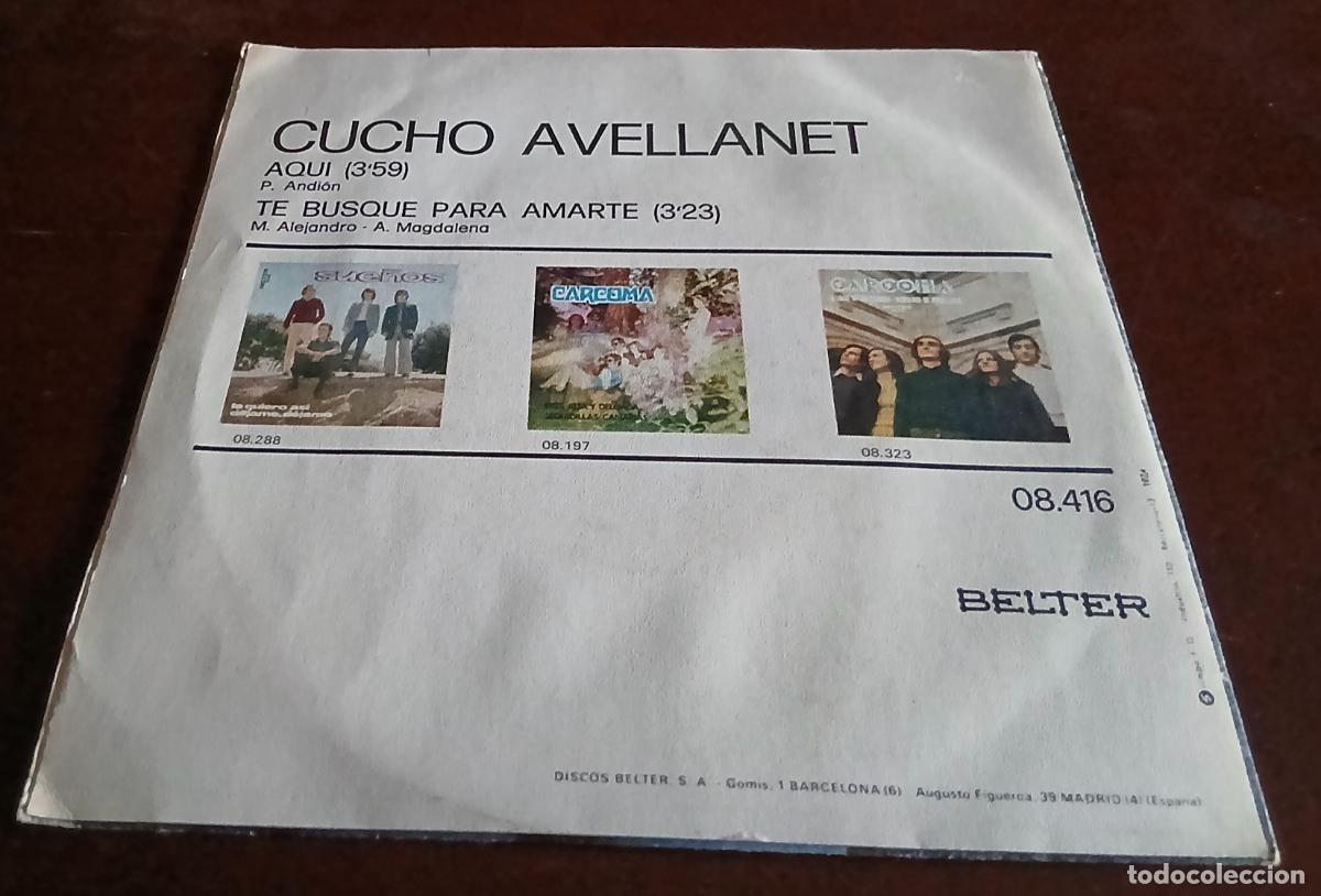 Discos de vinilo: CUCHO AVELLANET - AQUI - SINGLE - 1974 - MBE - Foto 2
