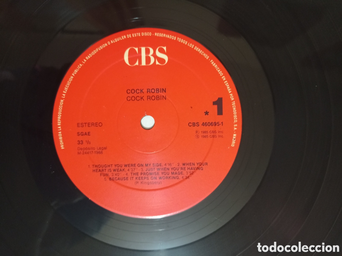 Discos de vinilo: VINILO DE COCK ROBIN - COCK ROBIN 1986 - Foto 3