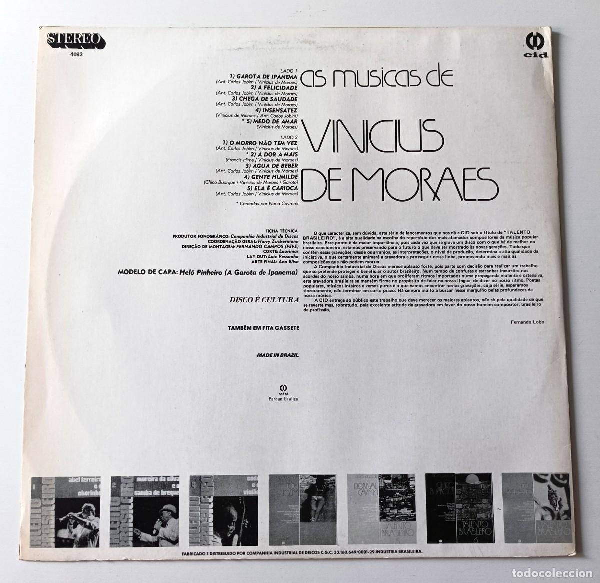 Discos de vinilo: LP AS MUSICAS DE VINICIUS DE MORAES - Foto 2