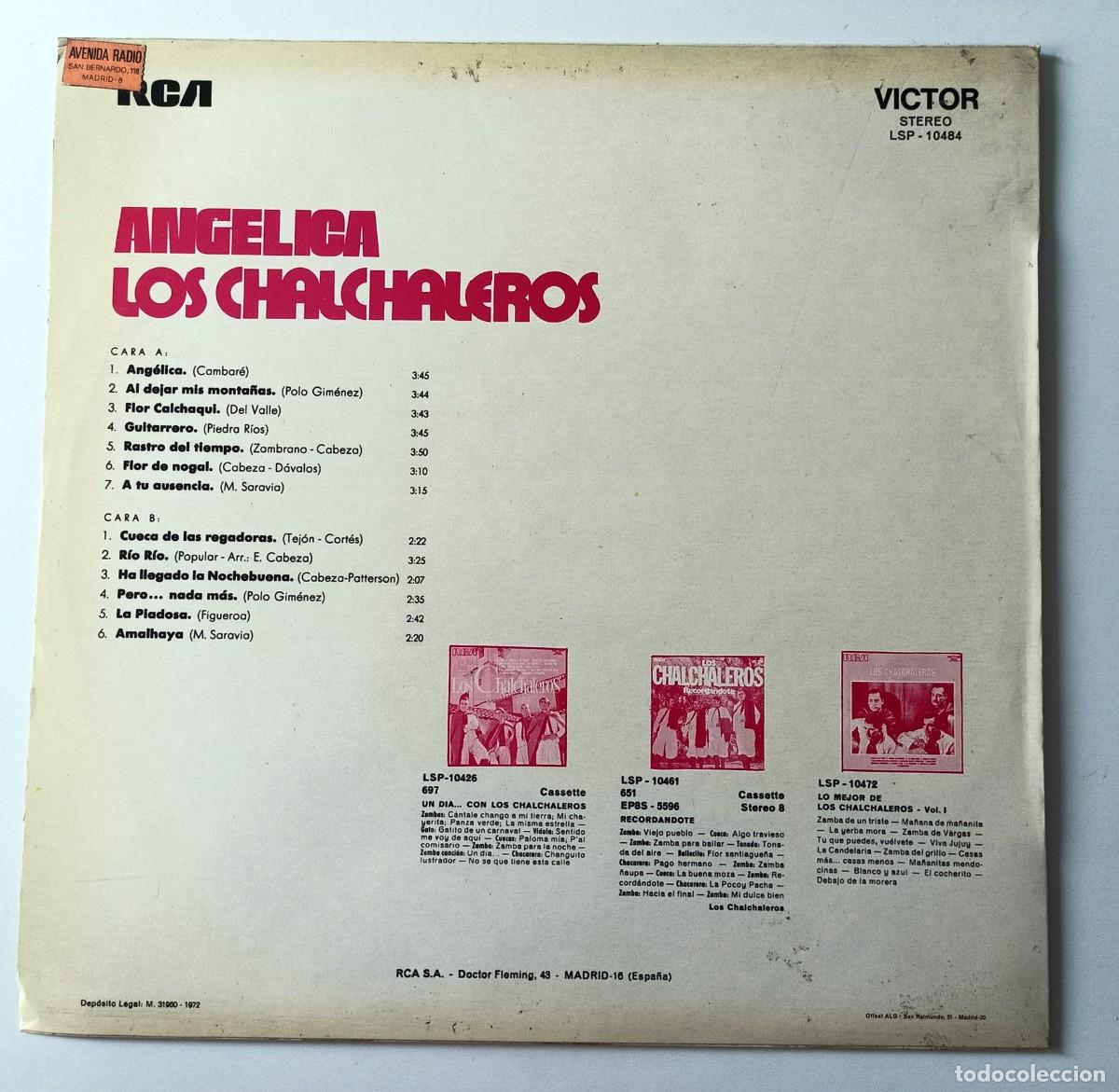 Discos de vinilo: LP LOS CHALCHALEROS - ANGELICA - Foto 2