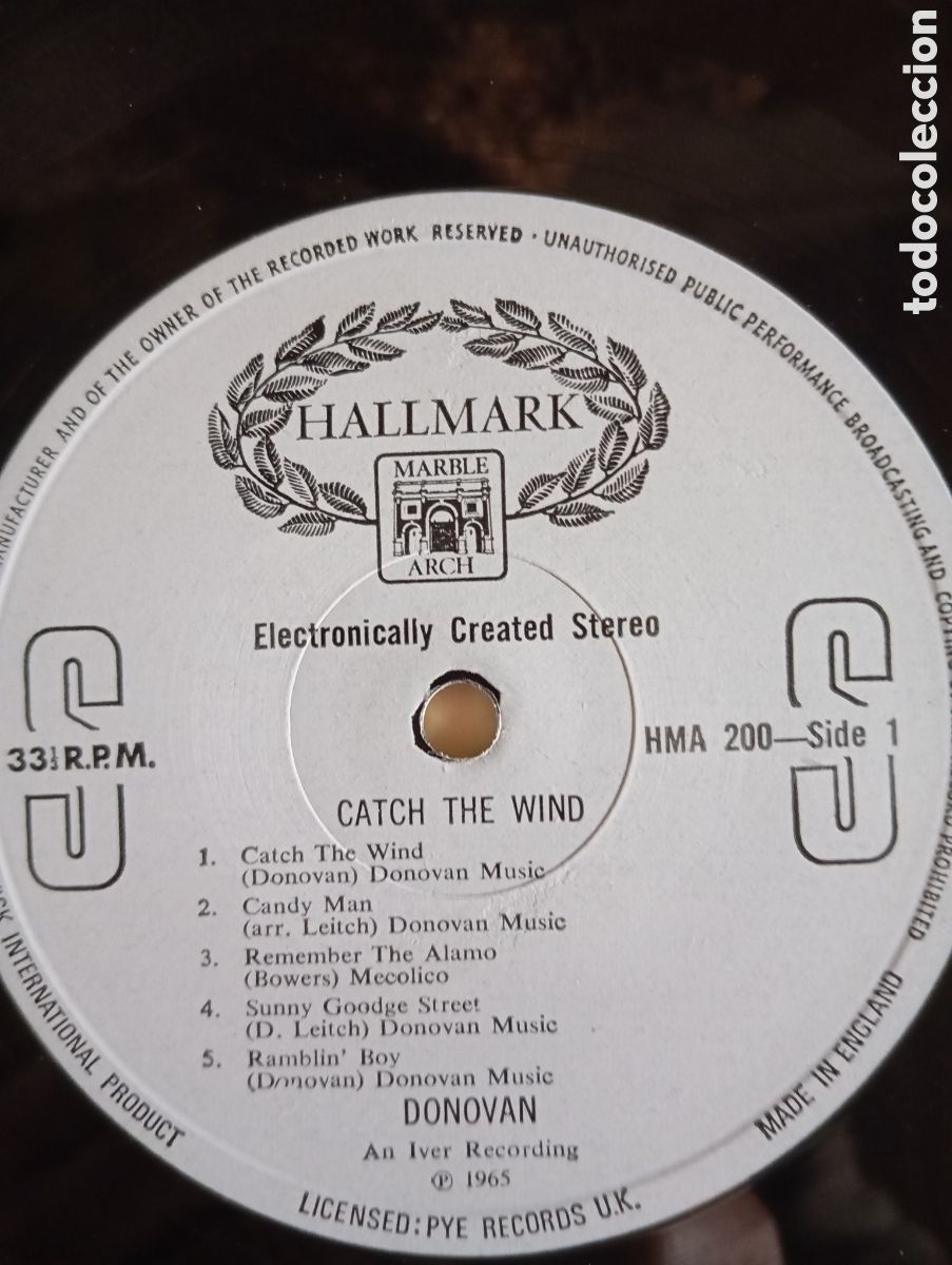 Discos de vinilo: DONOVAN - CATCH THE WIND - HALLMARK RECORDS - 1965 - Foto 9
