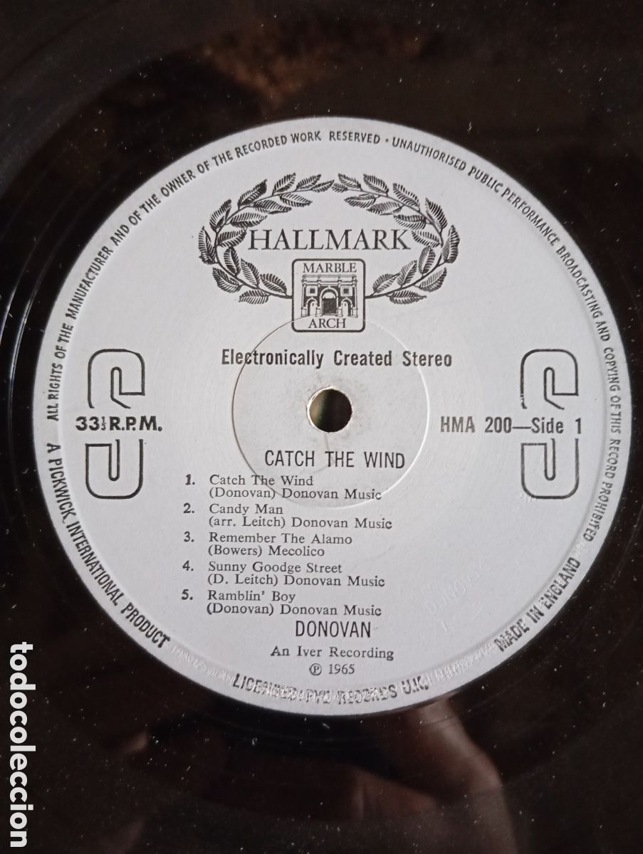 Discos de vinilo: DONOVAN - CATCH THE WIND - HALLMARK RECORDS - 1965 - Foto 9