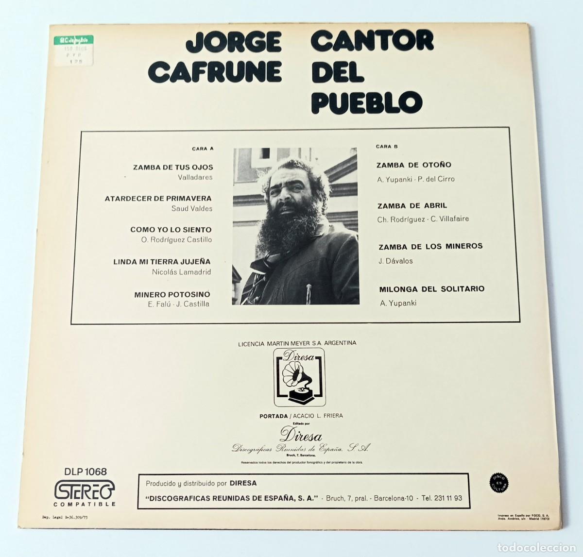 Discos de vinilo: LP JORGE CAFRUNE - CANTOR DEL PUEBLO - Foto 2