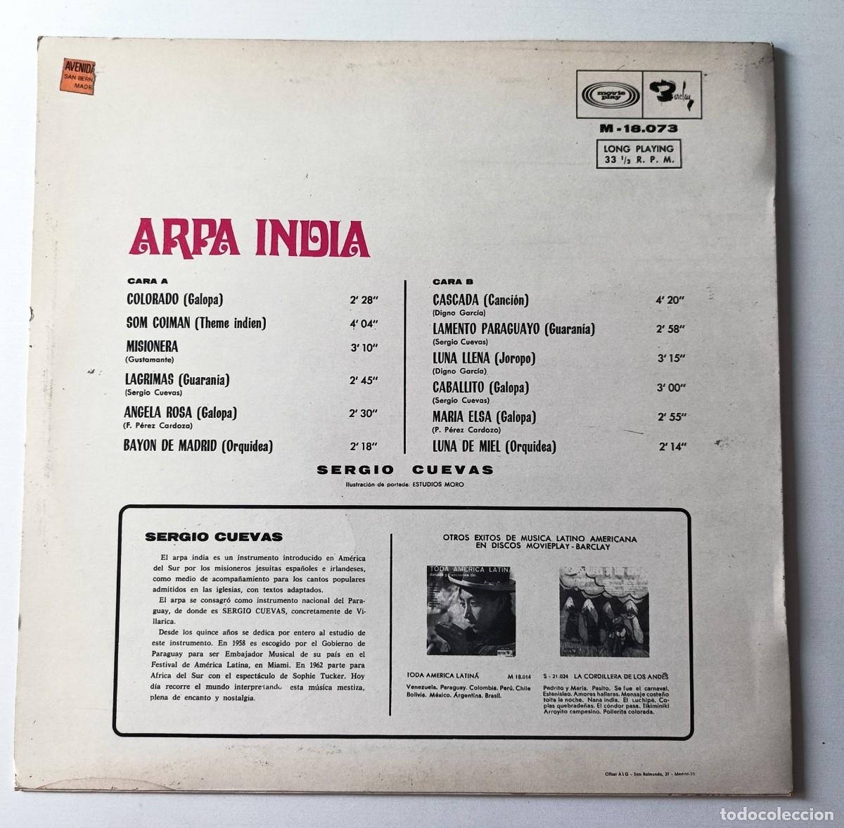 Discos de vinilo: LP SERGIO CUEVAS - ARPA INDIA - Foto 2