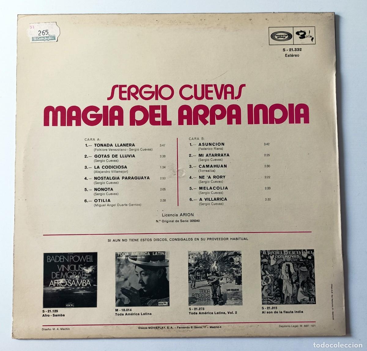 Discos de vinilo: LP SERGIO CUEVAS - MAGIA DEL ARPA INDIA - Foto 2