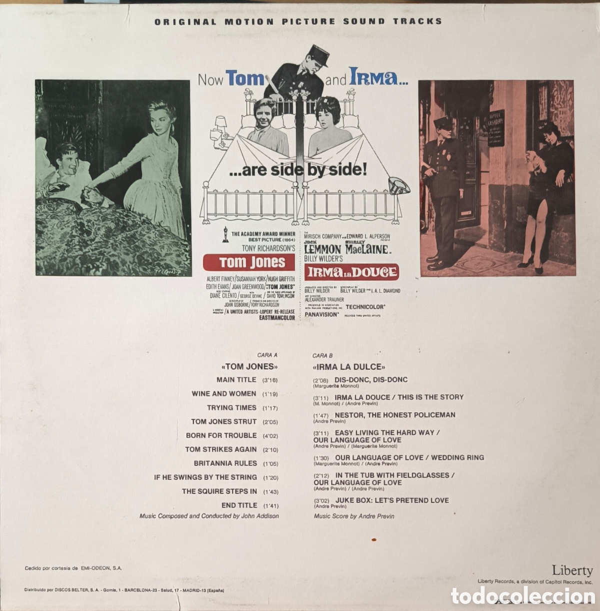 Discos de vinilo: VINILO,LP. TOM JONES E IRMA LA DULCE. JOHN ADDISON Y ANDRE PREVIN - Foto 2