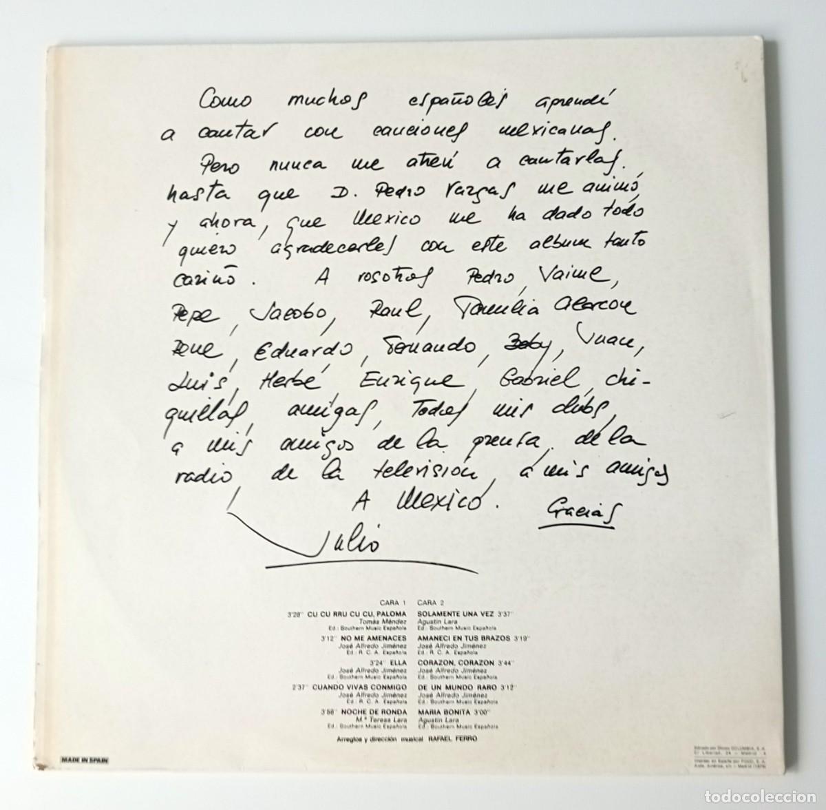 Discos de vinilo: LP JULIO IGLESIAS - A MEXICO - Foto 2