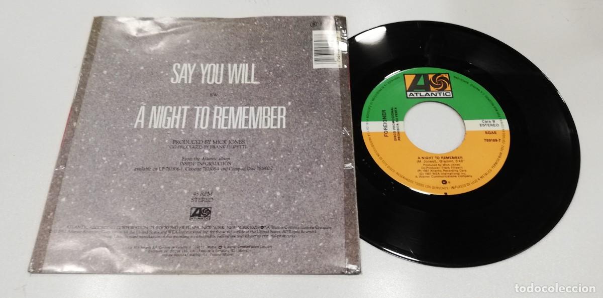 Discos de vinilo: SCO107-Foreigner - Say You Will (7&rdquo;, Single) - Foto 2