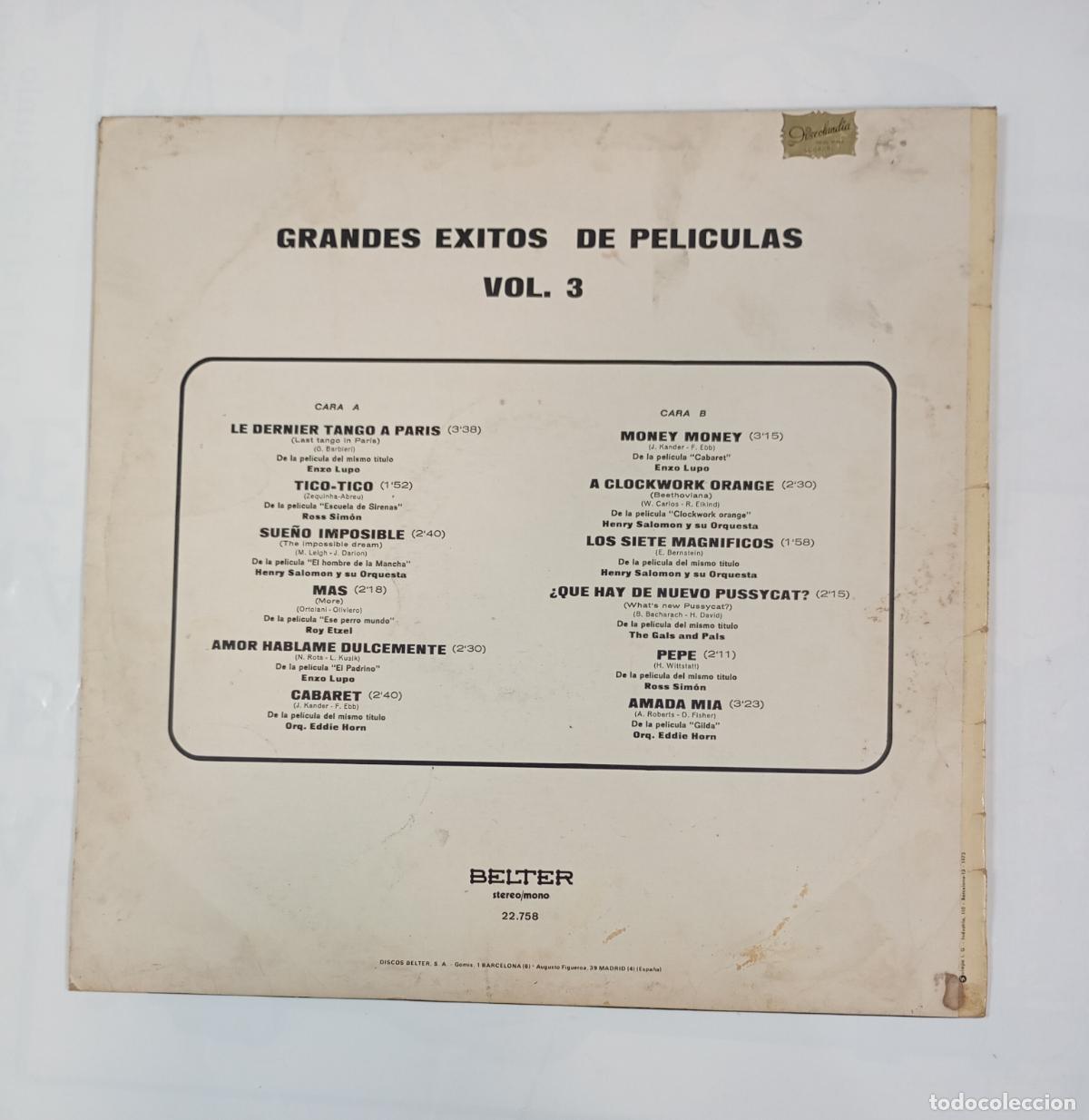 Discos de vinilo: GRANDES &Eacute;XITOS DE PEL&Iacute;CULAS. LP. TDKDA61 - Foto 2