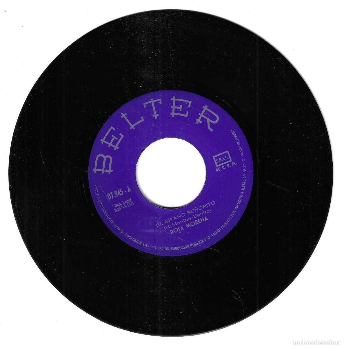 Discos de vinilo: ROSA MORENO - EL GITANO SE&Ntilde;ORITO / LLEVO - DISCOS BELTER - 1971 - Foto 2