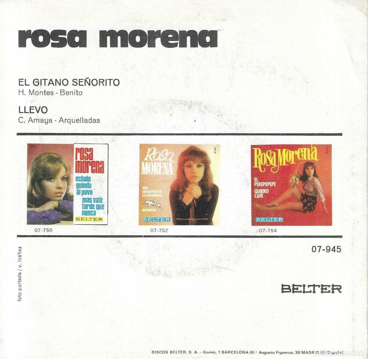 Discos de vinilo: ROSA MORENO - EL GITANO SE&Ntilde;ORITO / LLEVO - DISCOS BELTER - 1971 - Foto 4