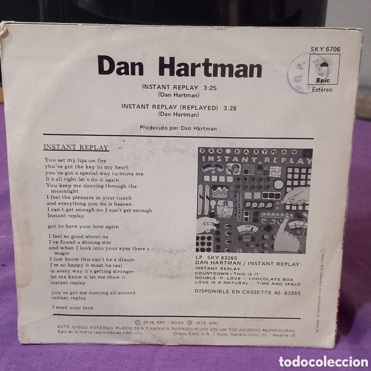 Discos de vinilo: SINGLE/DAN HARTMAN-REPETICION(,1978 SPAIN)vinilo excelente - Foto 4