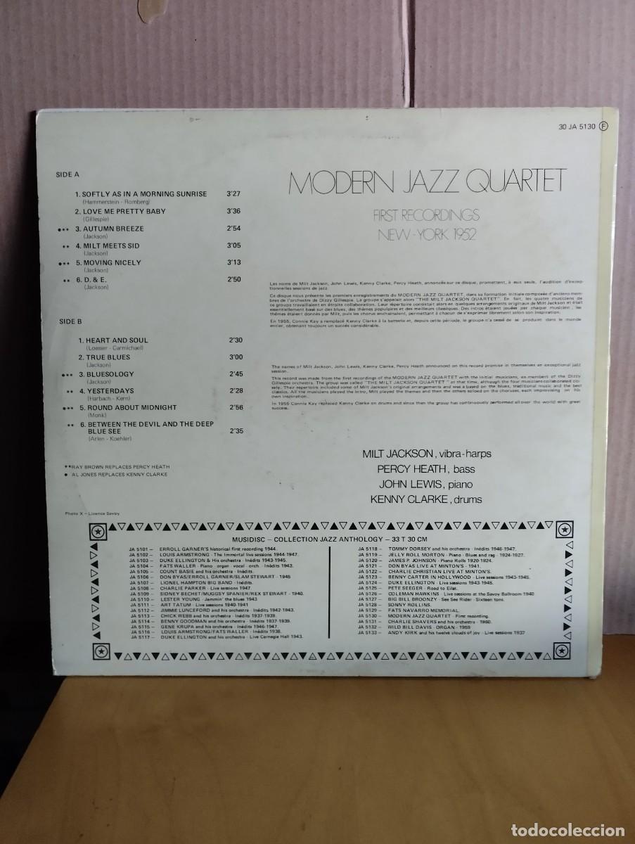 Discos de vinilo: MODERN JAZZ QUARTET ----- FIRST RECORDINGS 1952 - Foto 2