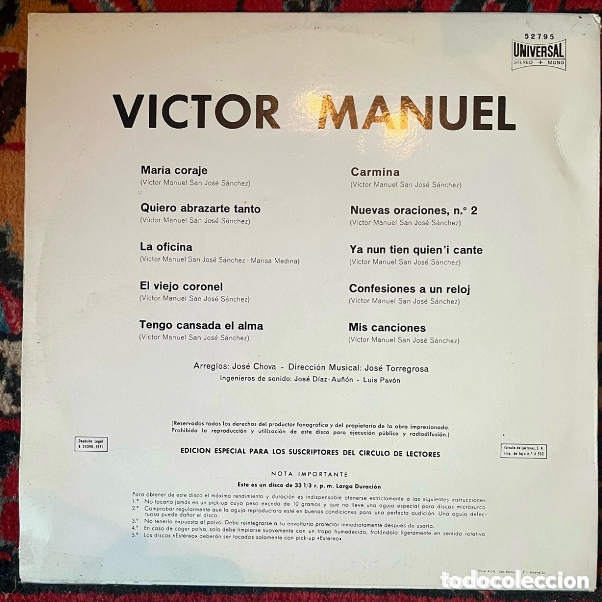Discos de vinilo: VINILO LP DE V&Iacute;CTOR MANUEL 1971 - Foto 2