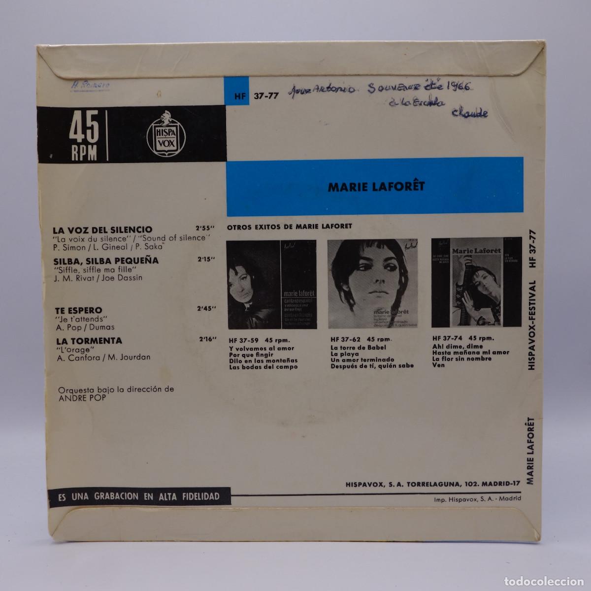 Discos de vinilo: MARIE LAFORET - LA VOZ DEL SILENCIO - Foto 2
