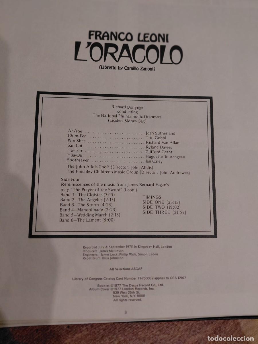 Discos de vinilo: Opera vinilo LOracolo de Franco Leoni - Foto 3