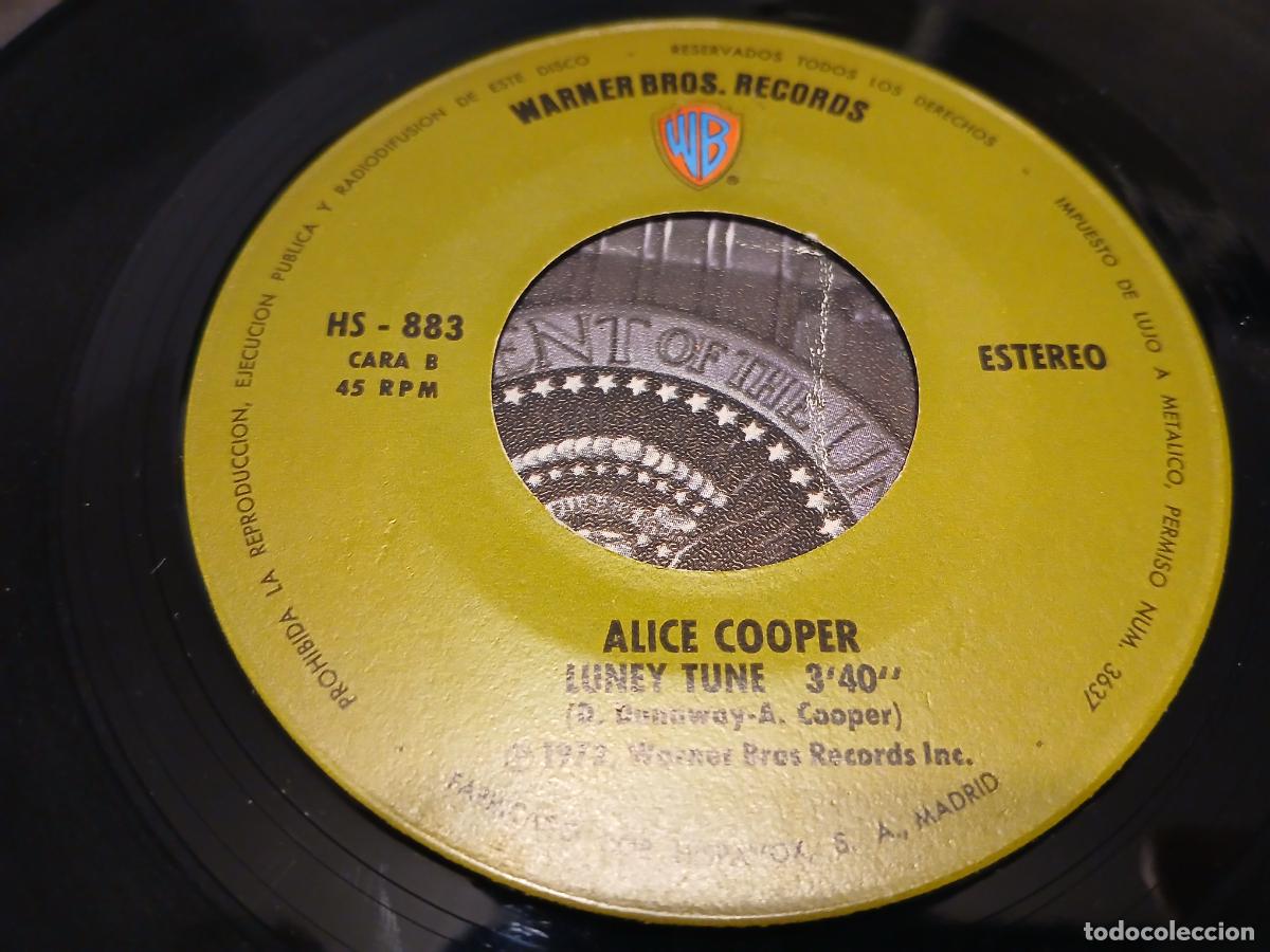 Discos de vinilo: Alice Cooper &lrm;&ndash; Elected! / Luney Tune- (1972) single 7&rdquo; - Foto 3