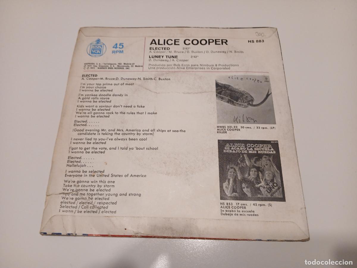 Discos de vinilo: Alice Cooper &lrm;&ndash; Elected! / Luney Tune- (1972) single 7&rdquo; - Foto 5