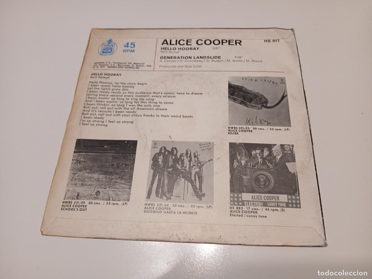 Discos de vinilo: Alice Cooper &ndash; Hello Hooray- (1973) single 7&rdquo; - Foto 5